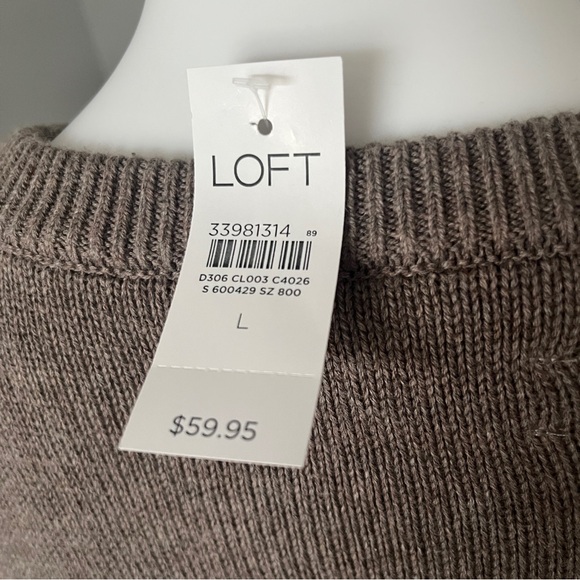NEW Ann Taylor LOFT Knit Sweater Taupe Neutral Cotton Womens Size Large L - Picture 4 of 8